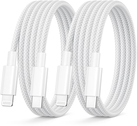 Cable iPhone 1M 2Pack [MFi Certifié] Cable USB C vers Lightning pour iPhone | Cable iPhone Charge Rapide Tressé Câble Lightning Cordon Fil Chargeur pour Apple iPhone 14 13 12 11 Pro Max Mini XS XR X 8 SE