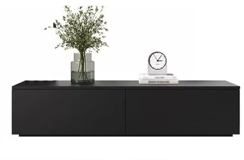 Améliorez votre salon avec un meuble TV noir moderne – Design entièrement au sol, rails coulissants silencieux, portes à pression, idéal pour la chambre à coucher et l'espace de vie (120 x 30 x 25,5