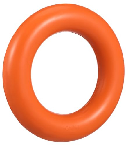 Yardwe Natürliches Strapazierfähiges Hundespielzeug aus Gummi Beißring zur Zahnreinigung Robustes Kauspielzeug für Mittlere und Große Hunde Interaktives Haustierspielzeug Orange