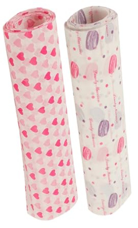 Ciieeo 200 Pièces Papier Ciré Alimentaire Motif Cœur et Macaron Papier Ciré Anti-graisse pour Pâtisserie Sandwichs Friandises et Doublure Résistante Huile pour Snacks et Desserts