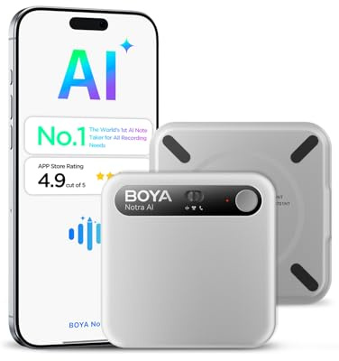 BOYA Notra KI Diktiergerät, KI-Transkription intelligente Zusammenfassung, über 140 Sprachen, 64 GB Speicher, magnetischer Notizblock für Besprechungen, Vorlesungen und Interviews Meetings
