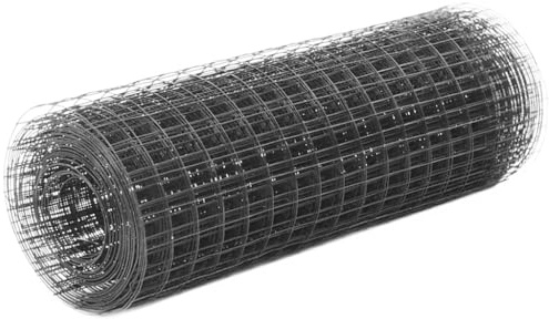Recinzione metallica rivestita in PVC in acciaio, 10 m x 0,5 m, grigio, 4 pezzi, griglia robusta per voliere, pollai e piante, resistente alle intemperie e flessibile