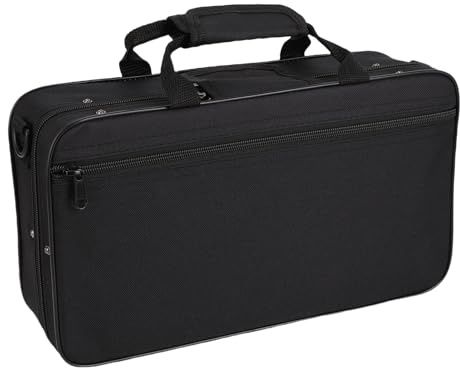 TIKATARER Black 600D Clarinet Bag, Tear Proof Rainproof Padded Storage Case, Detachable Adjustable Strap Gig Bag for Clarinet, Flute & Saxophone Instrument Accessories