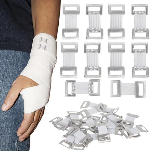 10 Pièces Clips de Bandage Élastiques en Métal Extensibles, Clips De Fixation Remplaçables, Boucle Aluminium Blanc pour Bandage Crêpe, Compression