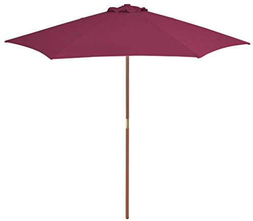 Generisch Ombrellone da giardino in legno, antracite, 270 cm, resistente ai raggi UV, con palo di 38 mm di diametro, robusto palo in legno e 6 stecche, facile da aprire e chiudere