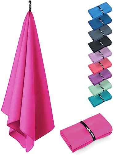 Fit-Flip Swimming towel – quick dry microfibre beach towel - ultra absorbent thin microfiber towels for travel, beach & gym - lightweight swim essentials (180x90cm, Deep Pink)