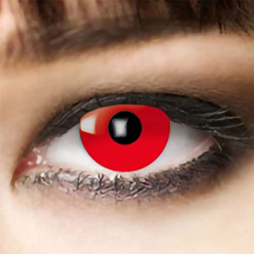 Farbige Kontaktlinsen Rot Red Devil für Zombie oder Vampir Wochenlinsen King of Halloween.de, ideal zu Halloween, Karneval, Fasching, Fasnacht oder Cosplay und Rollenspiele - ohne Sehstärke