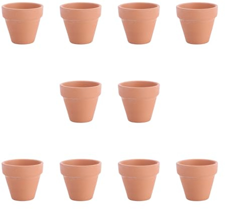 10Pcs 5.5x5cm Small Mini Terracotta Pots with Drainage Holes, Chocolate Clay Planters for Succulents, Cactus, Herbs, Crafts, Wedding Favors, Home Decor