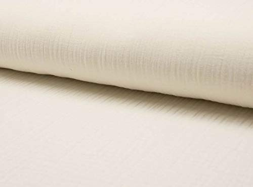 Bio Musselin - Double Gauze, unifarben, Meterware Nähen (Ecru)