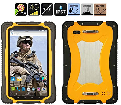 Rugged Tablet Mobile, Terminale IOT Industriale 4G LTE IP67 7.0 Android 7.0 ARM Cortex A53 Quad-core 1.5GHz 4GB RAM + 64GB ROM Impermeabile Antiurto e Antipolvere Tablet Sbloccato