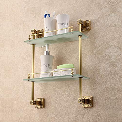 ZXQZ Bathroom Glass Shelf, Wall-mounted Mirror Front Storage Rack Double Washstand for Bath Shower Room Hotel Kitchen bathroom shelf glass