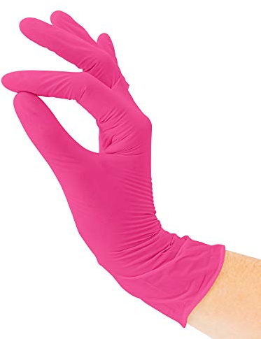 Guanti in Nitrile, 100 pezzi scatole (XS, Magenta), guanti da visita monouso, senza polvere, guanti per la pulizia, cucina sanitaria, pulizia della cucina, senza lattice, pulizia sicurezza manipolazio