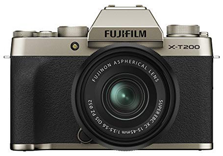 Fujifilm X-T200 Mirrorless Digital Camera, Champagne Gold with Fujinon XC15-45 mm Optical Image Stabilisation Power Zoom Lens kit