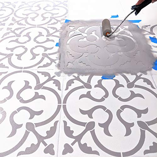 STENCILIT® Skandinavische Boden Schablone, XL 45,7 x 45,7 cm, Fliesenmuster für Böden & Terrassen