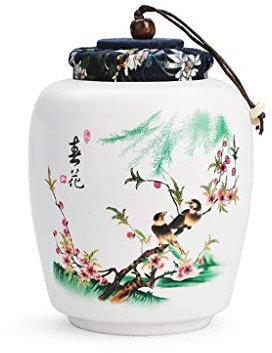 YWJFASHION Keramik Küchen-Speicher-Gläser-Exquisite Oriental Food Storage Kanistern-Teedose, Kaffee Jar, Menage Jars-mit Bambus Verschlussdeckel (Farbe : A)