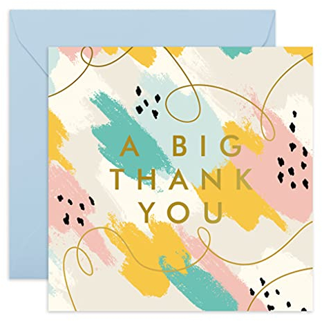 Central 23 - Einzelne Dankeskarte – leere Karten – „A Big Thank You“ – bunte Karte – alle Anlässe – Hochzeits-Dankeskarten – Blanko-Karten und Umschläge.