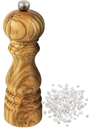 Peugeot Paris Moulin à sel manuel, Réglage mouture classique, Couleur : Laqué noir, vita: 18 cm, Matière: Bois, 1870418/SME, legno d'ulivo