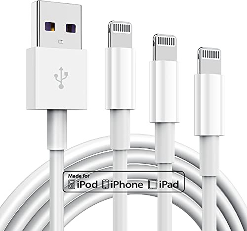 3 Pack Apple MFi Certified iPhone Charger Cable 6ft, Apple Lightning to USB Cable Cord 6 Foot, 2.4A Fast Charging,Apple Phone Long Chargers for iPhone 13/12/11/11 Pro/11 Max/X/XS/XR/XS Max/8/7/6/5S