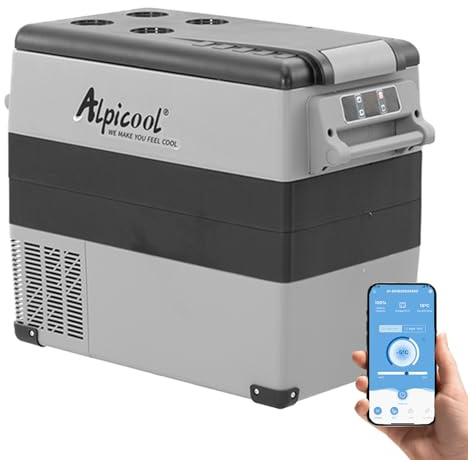 Alpicool CF55 55L Compressor Car Refrigerator, Portable Camping Fridge DC 12v Freezer for TruckCampervanRVBoat, -20℃ to 20℃