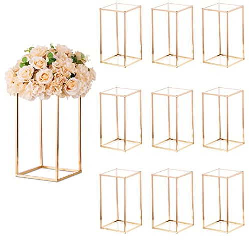 Sziqiqi Esstisch-Mittelstück, kleiner Blumenständer für Hochzeit, Verlobung, Party, Dekoration, Esstischdekoration für Mittelstücke, minimalistisches Quader-Design, 40 cm