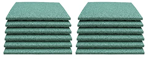 12 x Fallschutzmatten 50x50x4cm Grün Gummiplatten Kinder Pool Fitness Kletterturm