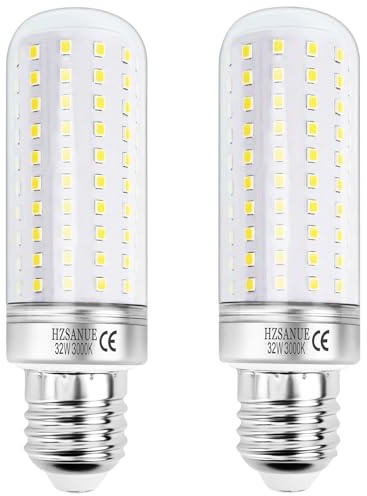 HZSANUE LED Lampadine Mais 32W, E27 Vite Edison Lampadine, 3000K Bianco Caldo, 3600LM, 240W Lampadina Incandescenza Equivalenti, Non Dimmerabile, Confezione da 2
