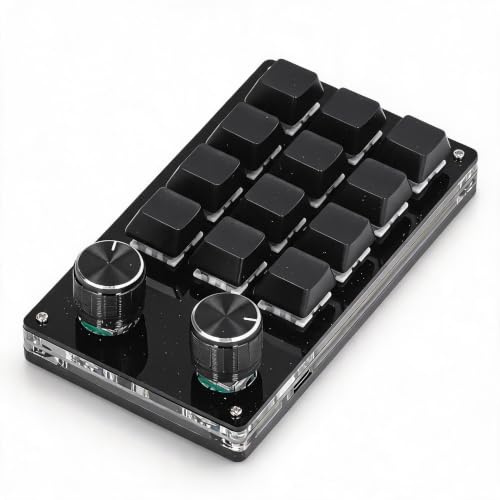 Mechanische Gaming-Tastatur mit 12 Tasten, 2 Knöpfen, USB-Programmier-PC-Tastatur, DIY-Tastatur für Büro, Spiel, Musik und Medien