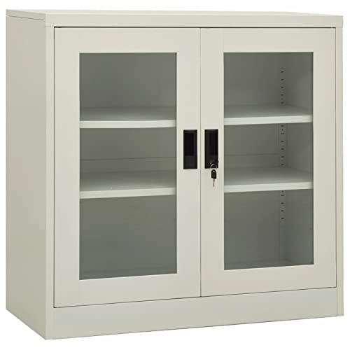 RONGQI Büroschrank, Aktenschrank, Werkzeugschrank, Metallschrank, Stahlschrank, Kellerschrank, Universalschrank, Lagerschrank, Hellgrau 90x40x90 cm Stahl