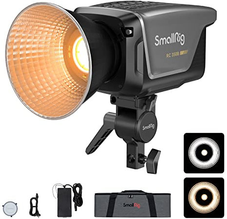 SMALLRIG RC 350B 350W Bi-Color COB LED Video Light 115,000Lux @1m CRI 95+ TLCI 96+ 2700K-6500K Camera Studio Lighting w/Bowens Mount Manual and App Control Remotely Professional Light - 3967