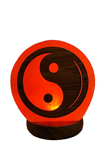 SudoreWell® USB LED rosa Steinsalz Salzlampe 3D Ying & Yang aus der Salt Range Pakistan - Höhe ca.10 cm