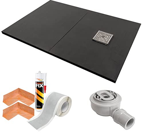 Thermopanel 1200 x 800 x 30mm Rectangular Tile On Shower Tray Split- Easy to Install with Offset Drain and Butyl tanking Kit - for Walk-in Shower Areas