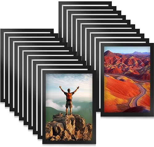 20PCS A4 Magnetic Photo Frames, Self Adhesive Magnetic Picture Frame, Magnetic Poster Frame Magnetic A4 Paper Display Frame for Paintings, Photos, Notices, Certificate, Poster(Black)