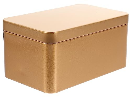 IMIKEYA Rechteckige Goldene Metallbox aus Weißblech mit Praktischem Pressdeckel 13x8x6cm Aufbewahrungsbox für Tee und Kosmetik zu Hause