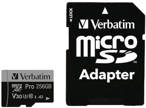 Verbatim Pro U3 - Tarjeta de Memoria microSDXC de 256 GB, Color Negro, Clase 10, UHS-I (U3)