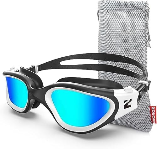 ZIONOR Gafas de natación, gafas de natación G1SE para hombre y mujer con protección UV confort antivaho gafas de natación profesionales (Blanco-Oro)
