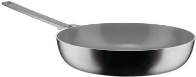Alessi Convivio DC114/28 - Trilamin-Bratpfanne mit Langem Stiel, Geeignet für Induktion, Edelstahl und PVD, Keramische Antihaft-Innenbeschichtung, 28 cm, Satiniert