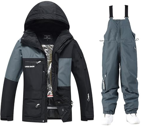 LEIDIMUS Winter-Skianzug Für Frauen Und Männer, Skijacke Und Hose, Wasserdichter, Winddichter Und Atmungsaktiver Snowboard-Anzug,E,XL