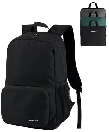 WATERFLY Rucksack Faltbar Tagesrucksack 20L: Wanderrucksack Faltrucksack Leicht Klapprucksack Daypack mit Rückenbelüftung für Wandern Reisen Städtetrips Herren Damen