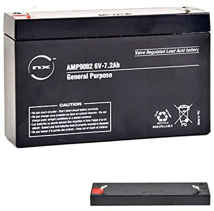 NX, 6V Battery, 6 Volt 7ah battery, 6V 7.2Ah Lead Acid Rechargeable Battery For General purpose, Quad Bikes, Childrens Kids Toy Electric Ride on Car Battery, Motorcyle ride on bike, (6V - 7Ah / 7.2Ah)
