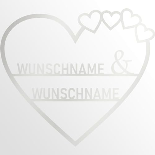 INDIGOS UG - Türschild - Schilder selbst gestalten - Aluverbundplatte - Herzen - weiss - 110 cm - Wunschname - Namensschild - Schild personalisiert - Schild für Familie, Freunde, Geschenk