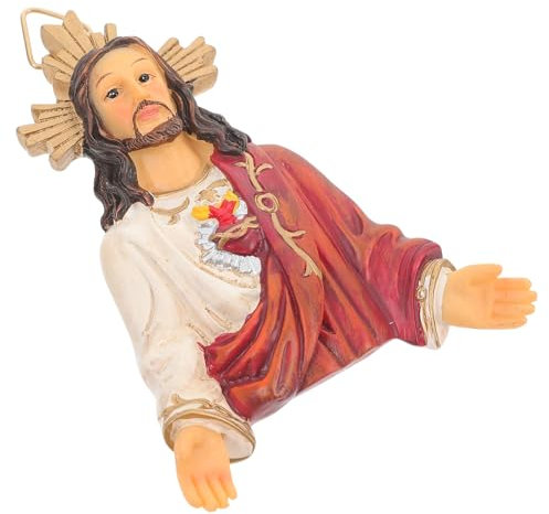 Kichvoe Resin Jesus Statue Handbemalte Religiöse Figur Für Schreibtisch Katholische Dekoration Und Geschenkidee Für Christliche Anlässe