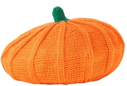 Glixoft Stricken Sie Kürbis-baskenmütze, Halloween-häkelmütze Im Französischen Stil, Wintermütze, Wärmende Mütze, Fotografie-Requisite Für Frauen Und Babys