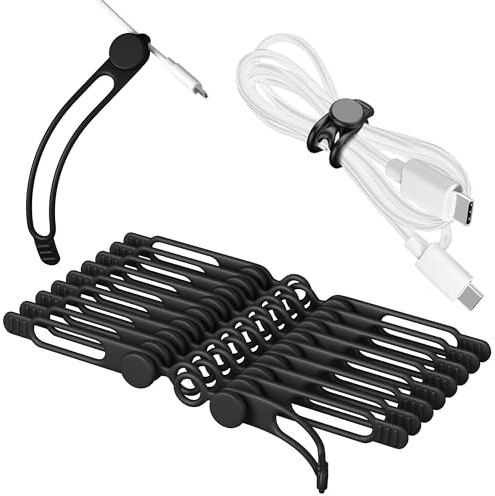 Nearockle 20 Stück 7,5 cm Silikon Kabelbinder Wiederverschließbar | Wiederverwendbare Kleine Kabelbinder für Kabel Organizer Cable Organizer Kabelmanagement (Schwarz)