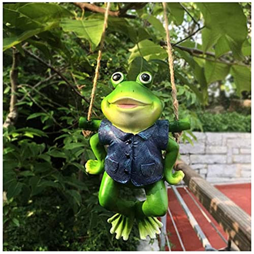 KOIAMVZW Statue de jardin en plein air grenouille balançoire animal de la forêt décoration de jardin à suspendre (taille : style 1)