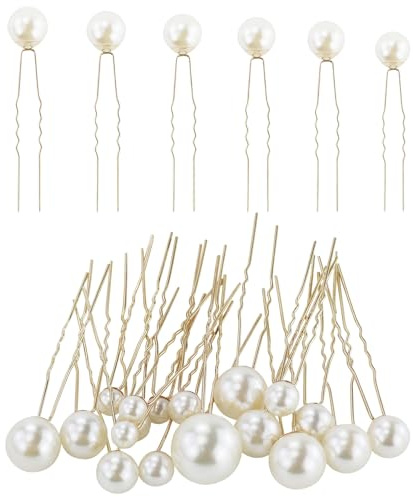 18-teiliges Perlen-Haarnadel-Set für Brautperlen, Perlen-Haarnadeln, U-förmige Perlen-Haarnadel-Set für Hochzeit, Braut, Brautjungfer, Mädchen, Frauen (Gold)