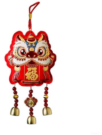 Gdfnmogo Carillon éolien brodé pour le Nouvel An, serpent chinois 2025, décorations festives à suspendre, pour la maison, le jardin, l'intérieur et l'extérieur (D)