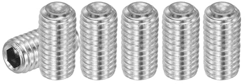 PATIKIL 30 stycken gängskruvar M8 x 16 mm, 304 rostfritt stål gängskruvar set för dörrhandtagshållare möbler lampor vattenkran reparationer, silver insexkant gängstift skruvar set
