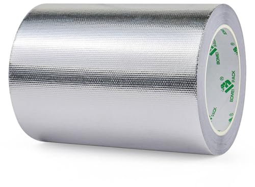 BOMEI PACK 150mmx20m VERSTÄRKTES ALUMINIUMBAND Hitzebeständiges Wasserdichtes Alu Klebeband zum Reparieren von Metalloberflächen,Versiegeln, Reparieren und Isolieren