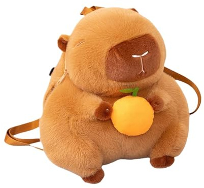 Générique Sac à dos capybara, fourre-tout thermique en peluche, sac en peluche animale câlin, poche isolée, compagnon douille