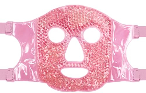 Cooling Face Mask, Reusable Cold & Hot Compress Face Ice Pack for Puffy Eyes, Universal Gel Face Mask for Women Men Reduce Dark Circles Dry Eyes Swollen Face(Pink)